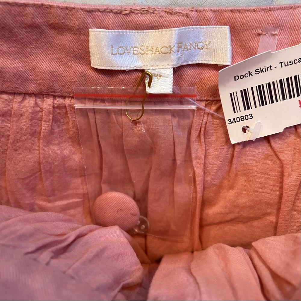 New LoveShackFancy Dock Mini Skirt Tuscany Pink Cotton 0 - Picture 6 of 12